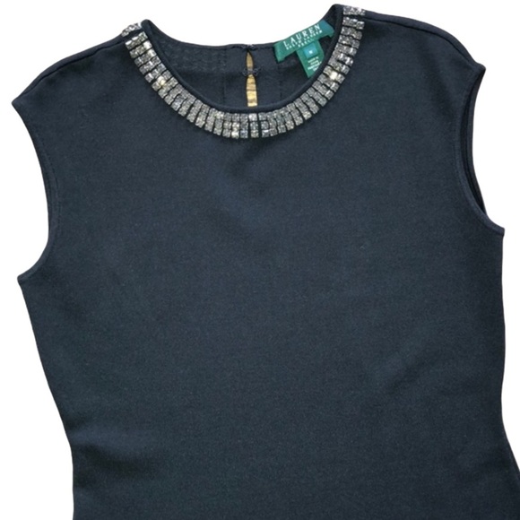 Ralph Lauren Formal Rhinestone Neckline Cocktail Dress - Picture 2 of 15